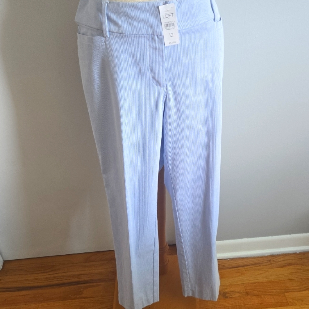 NWT LOFT Soft Blue Pinstripe Trousers